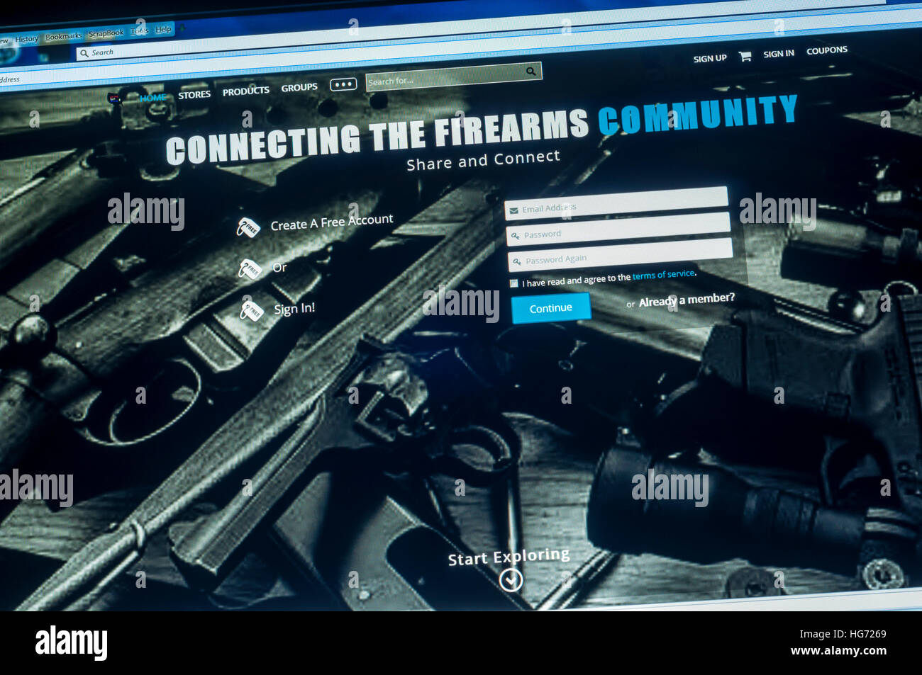 La pagina web del Regno gruppo pistola. Foto Stock