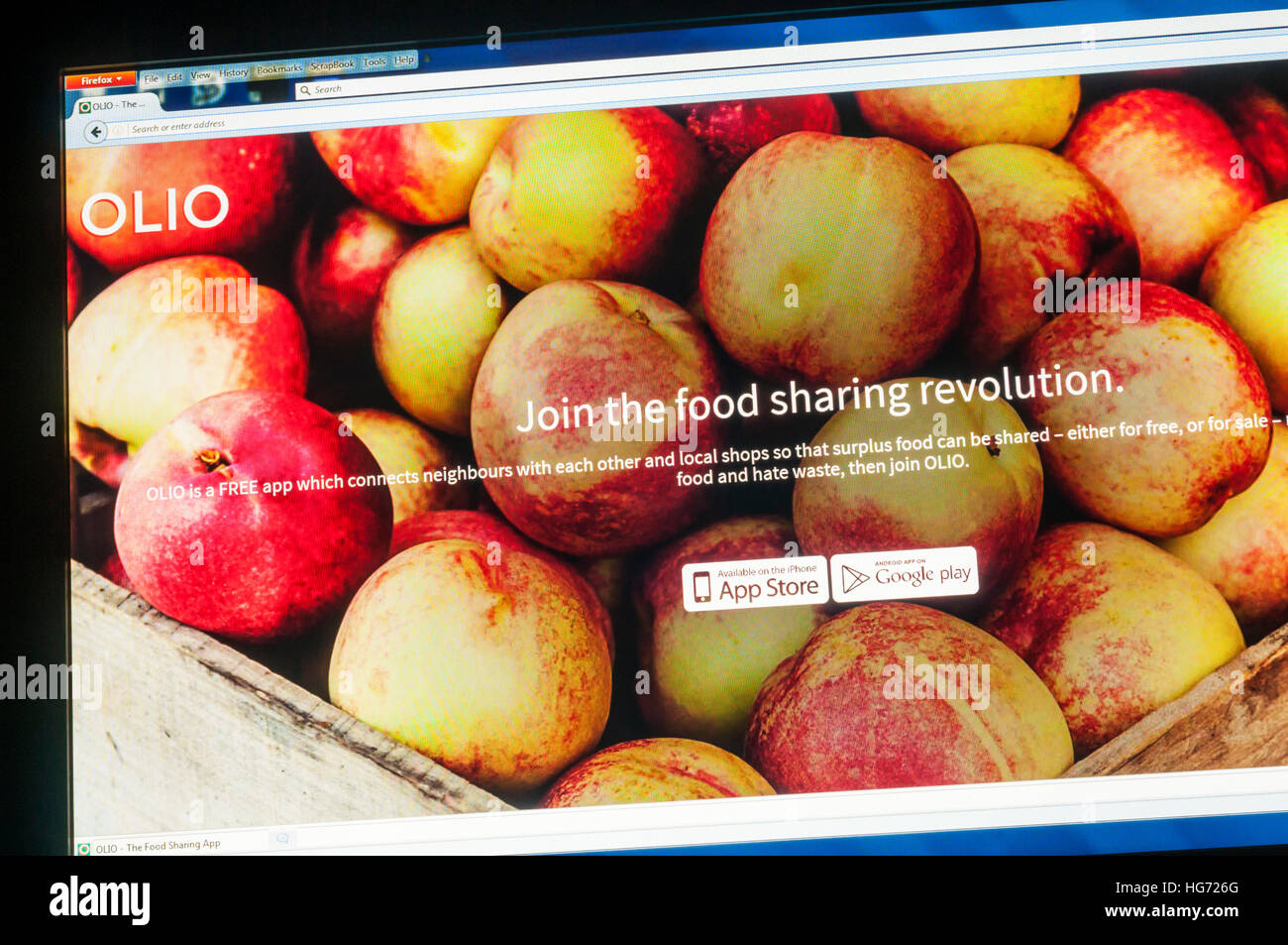 La home page di olio, la condivisione di cibo app web site. Foto Stock