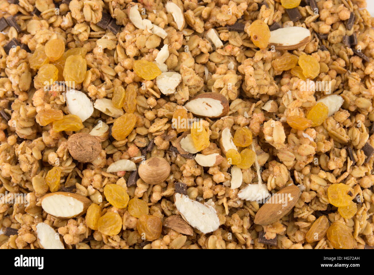 Granola muesli cereali con frutta secca sfondo Foto Stock