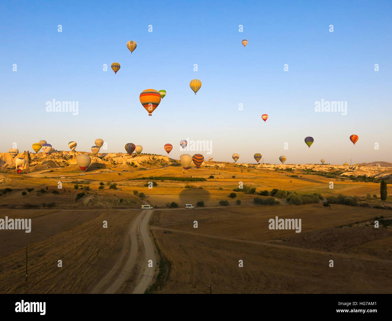 I palloni ad aria calda a sunrise in Cappadocia, Turchia Foto Stock