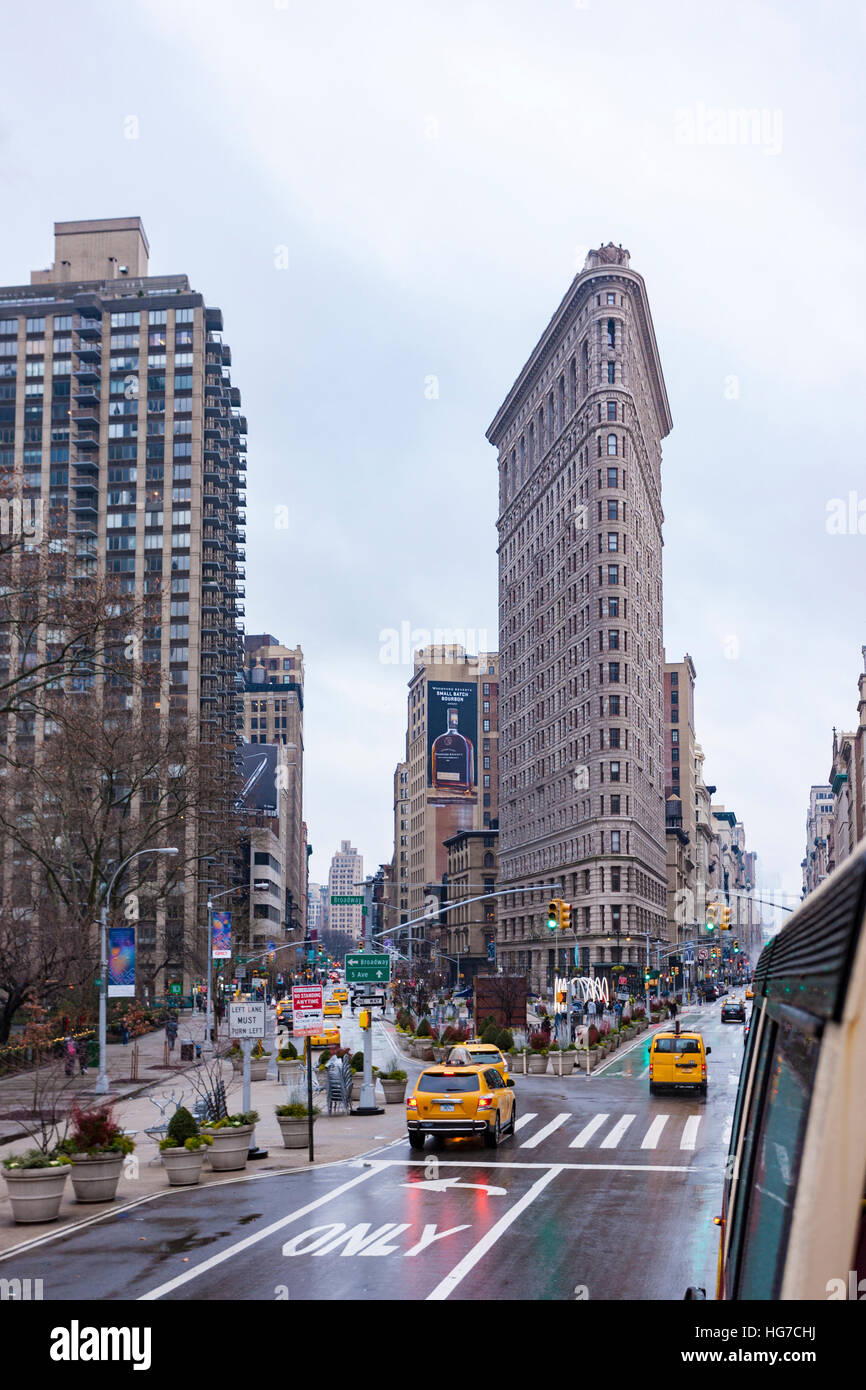 Il Flatiron Building 5th Ave, New York. Foto Stock