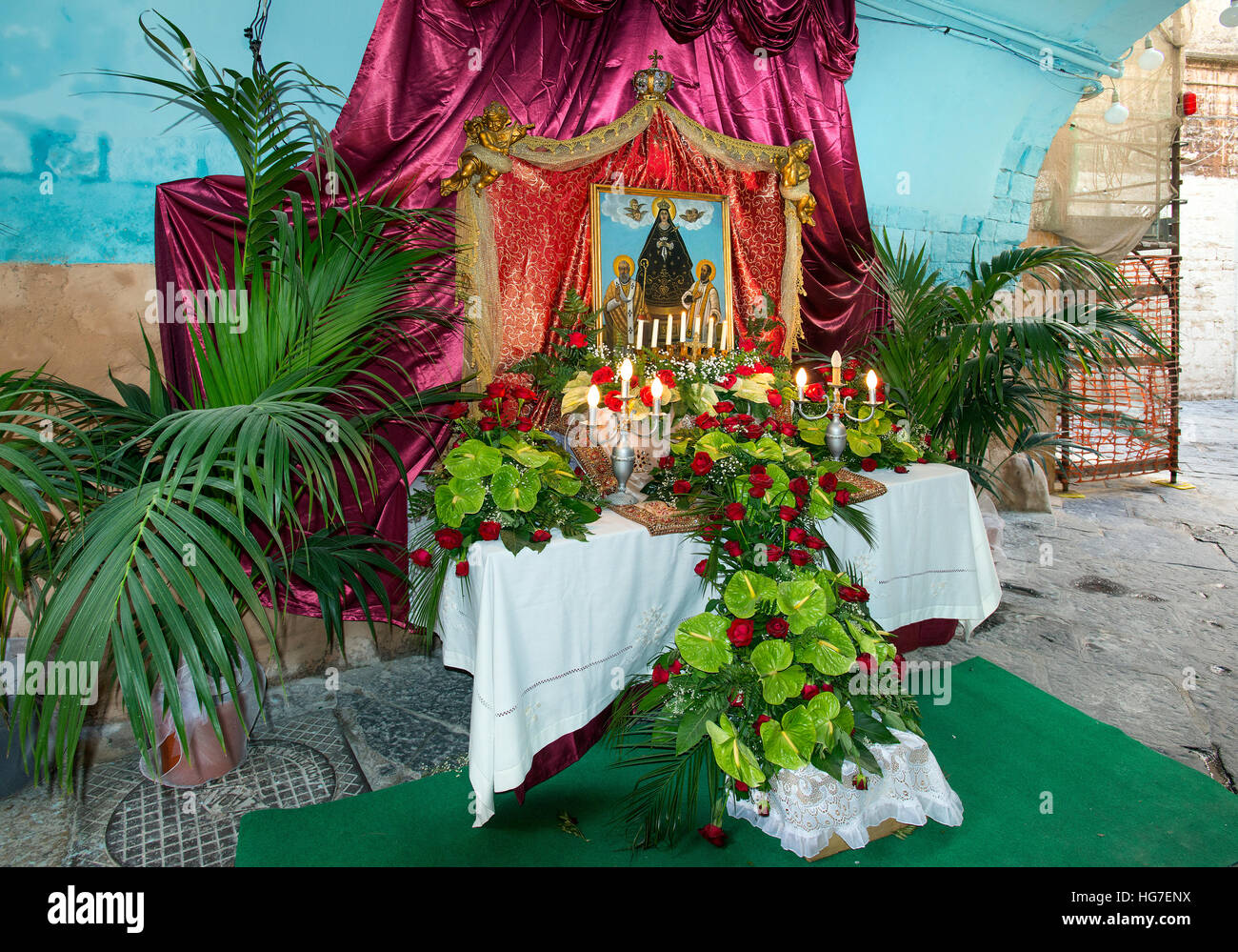 Display religiosa, Bari, Puglia, Italia Foto Stock