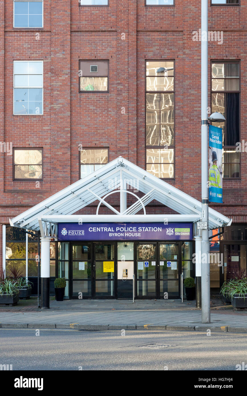 Stazione centrale di polizia, Byron House, Nottingham, Inghilterra, Regno Unito Foto Stock