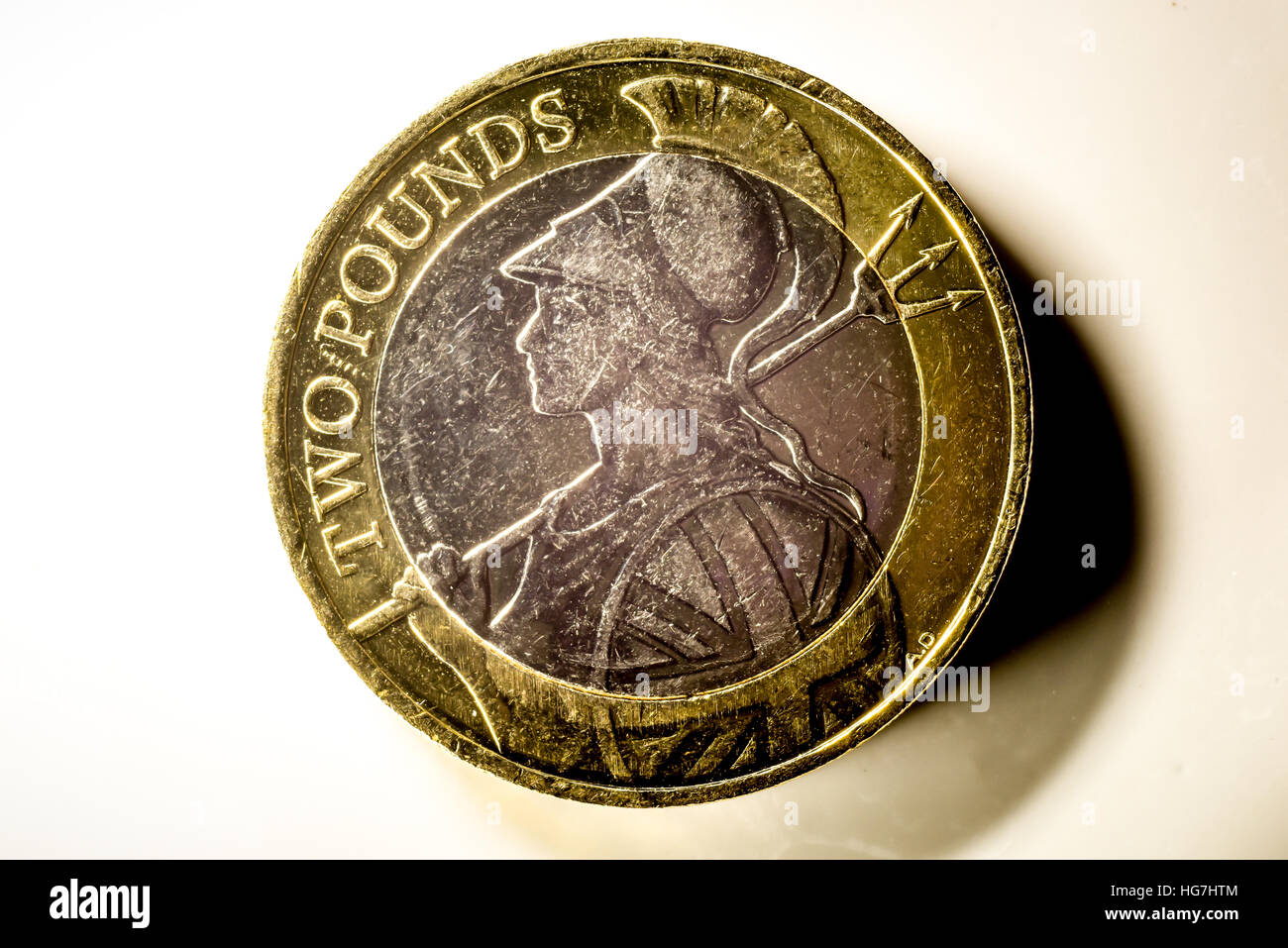 Il 2015 / 2016 Britannia due pound coin, progettato da Antonio Dufort Foto Stock