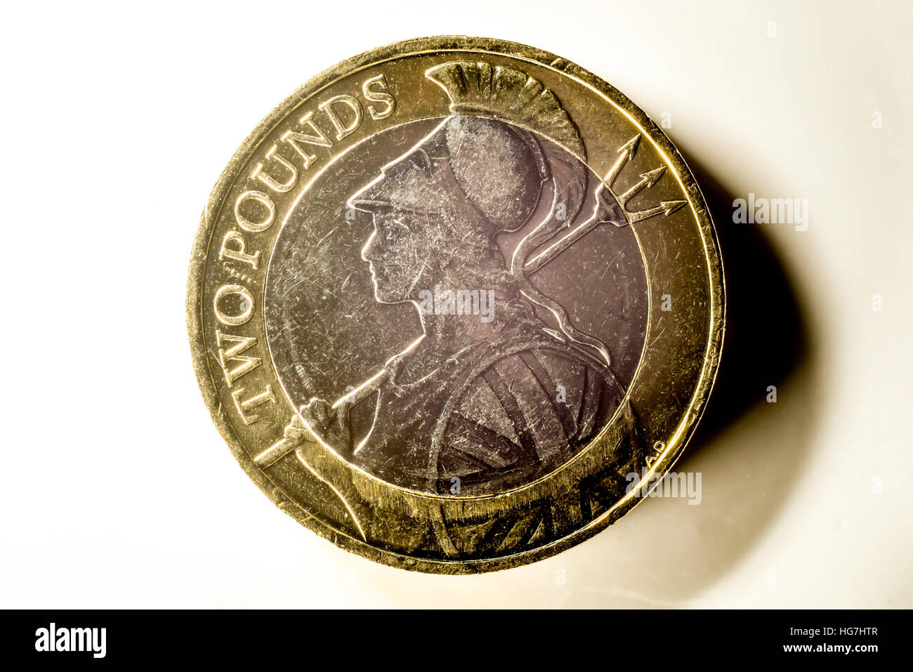 Il 2015 / 2016 Britannia due pound coin, progettato da Antonio Dufort Foto Stock