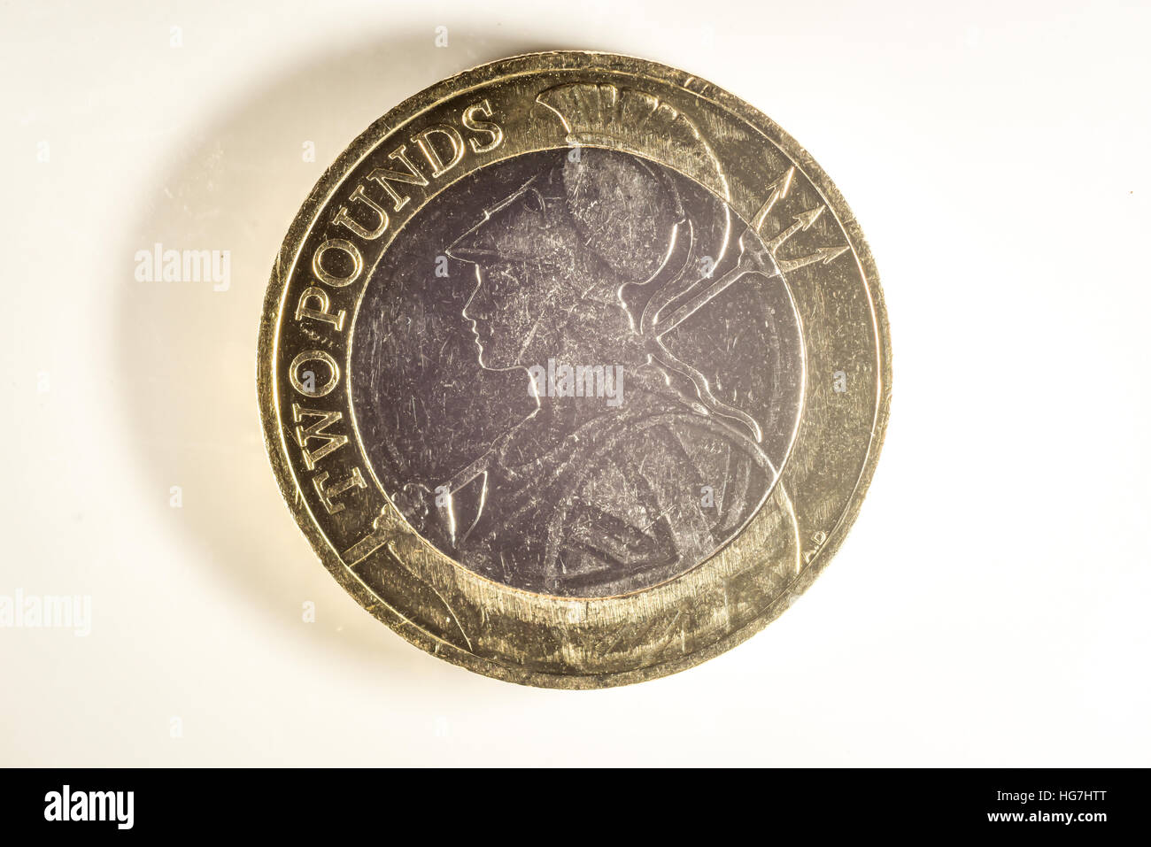Il 2015 / 2016 Britannia due pound coin, progettato da Antonio Dufort Foto Stock
