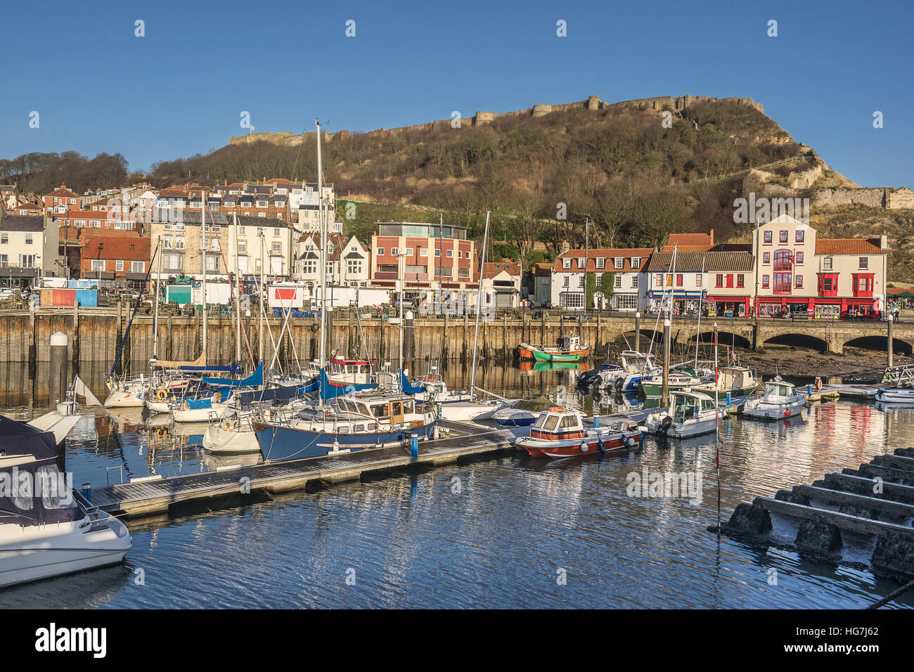 Scarborough Harbour nello Yorkshire Foto Stock