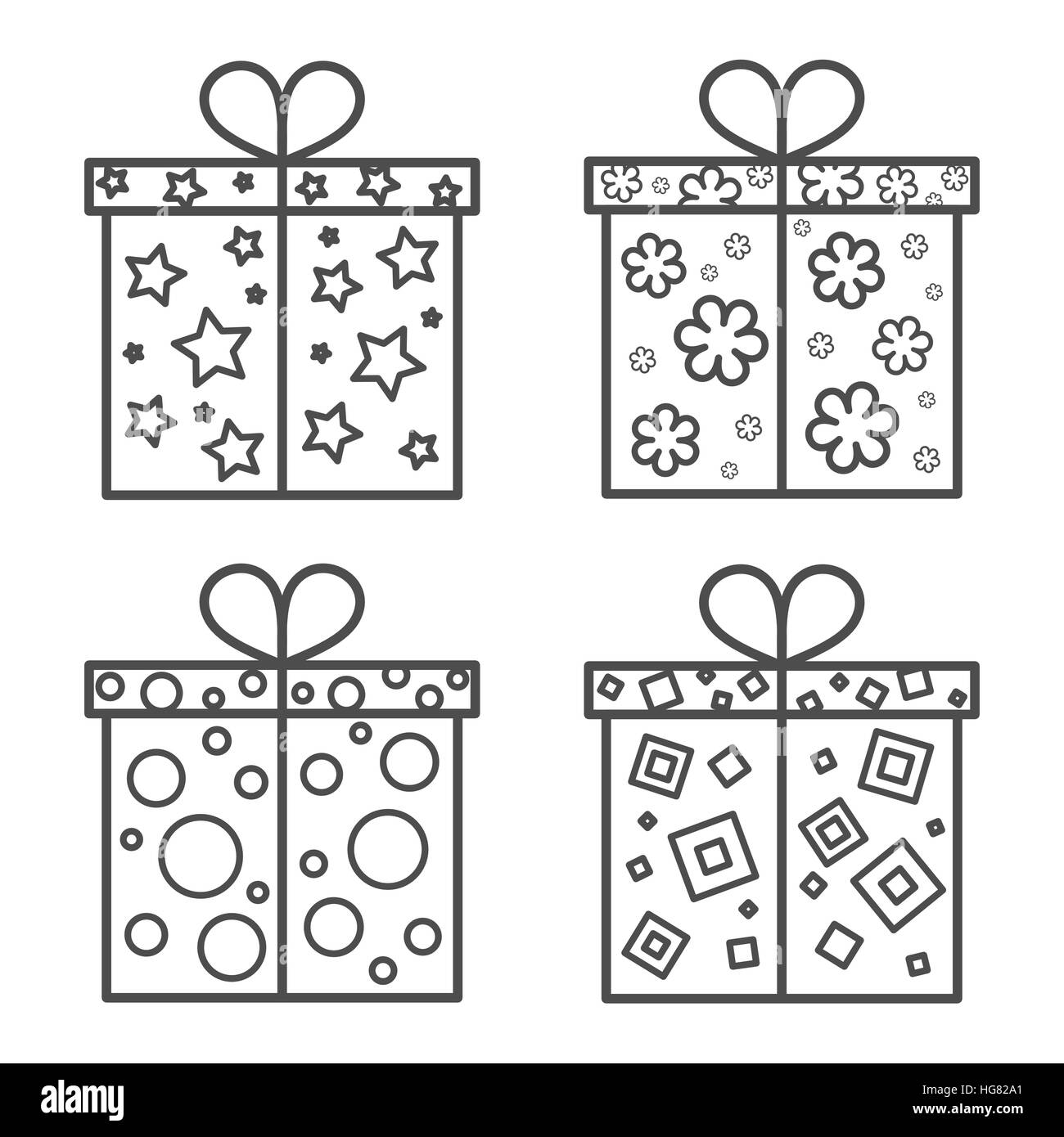 Confezione regalo icona impostare Illustrazione Vettoriale