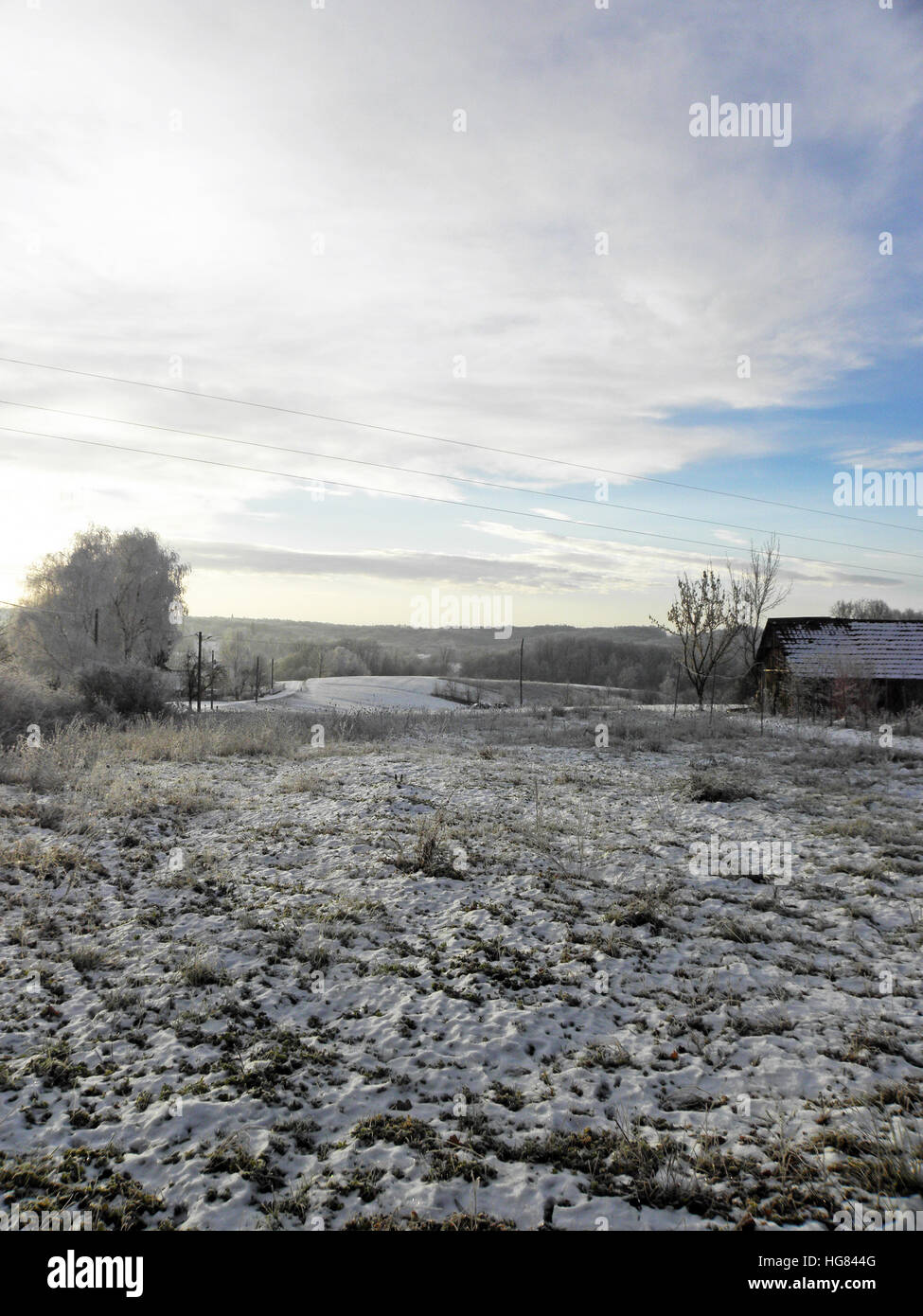 Natale in campagna,brina e neve,croazia,l'Europa,1 Foto Stock