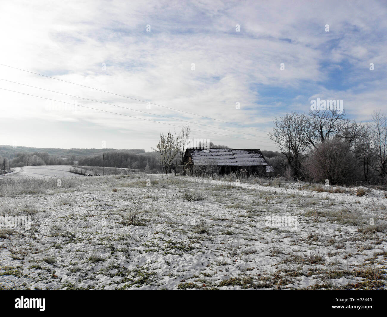 Natale in campagna,brina e neve,croazia,l'Europa,5 Foto Stock