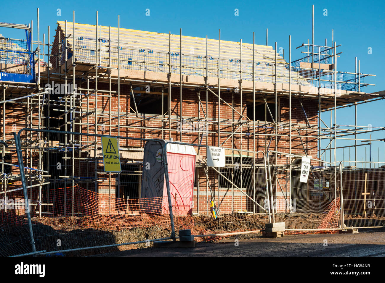 Nuove case in costruzione nel Regno Unito. Costruzione casa sito. Foto Stock