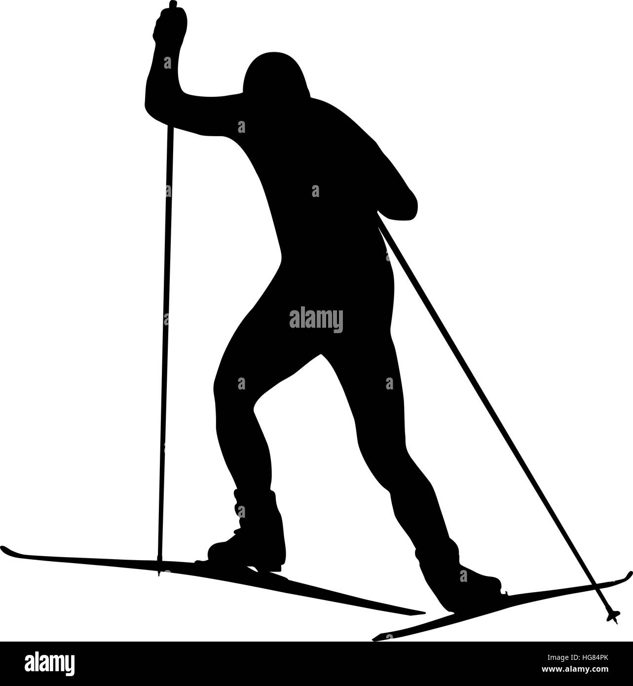 L'uomo atleta sciatore freestyle silhouette nera Foto Stock