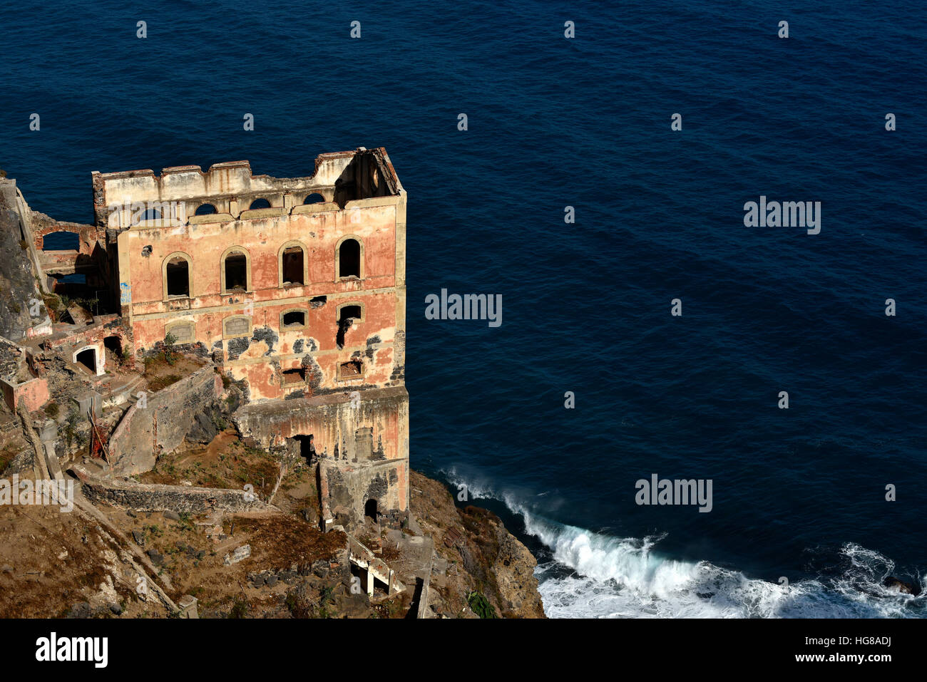 Casa Hamilton rovine, rovinato acqua impianto di trattamento, Tenerife, Isole Canarie, Spagna Foto Stock