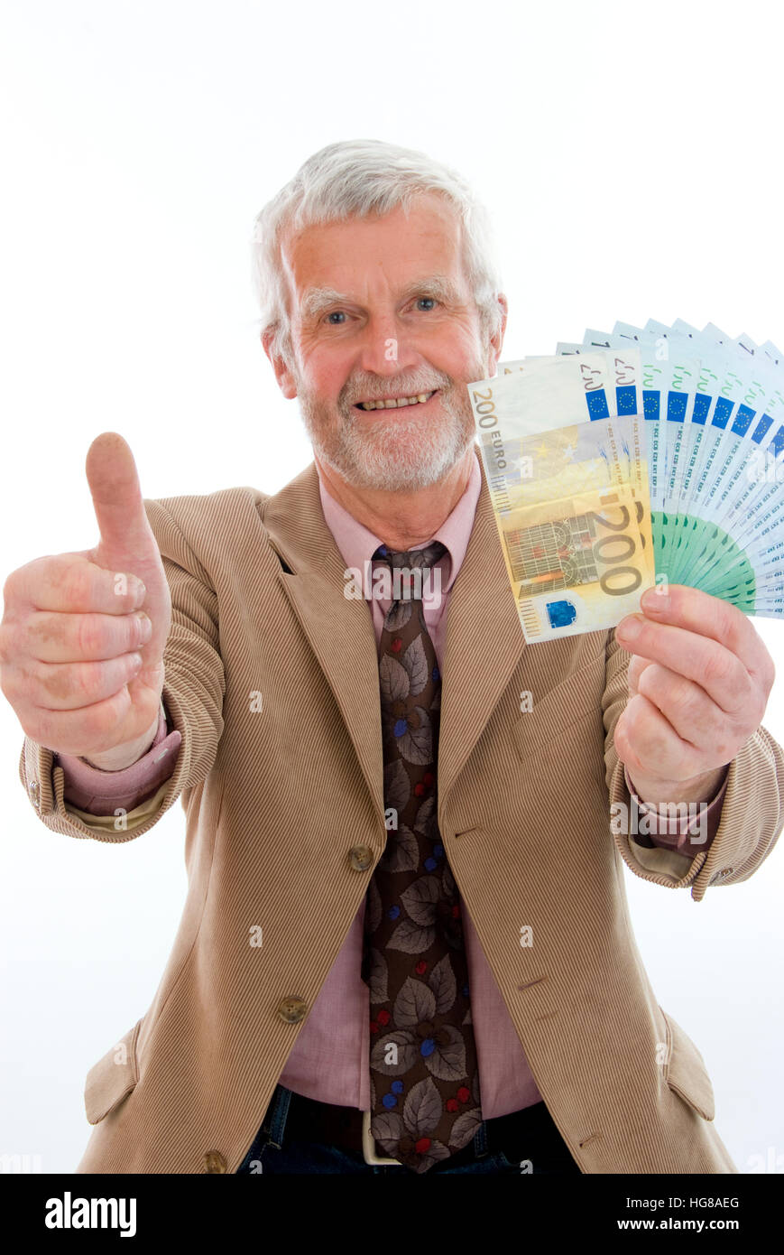 I vecchi, uomo di successo con il denaro Foto Stock