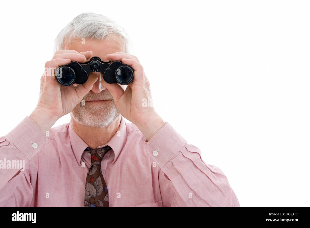Pensionato con il cannocchiale Foto Stock