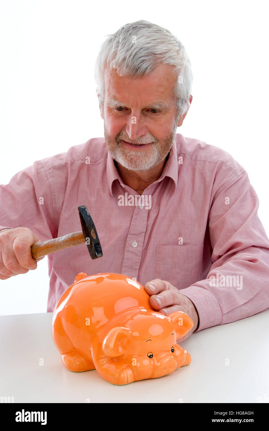 Pensionato ruba il salvadanaio Foto Stock