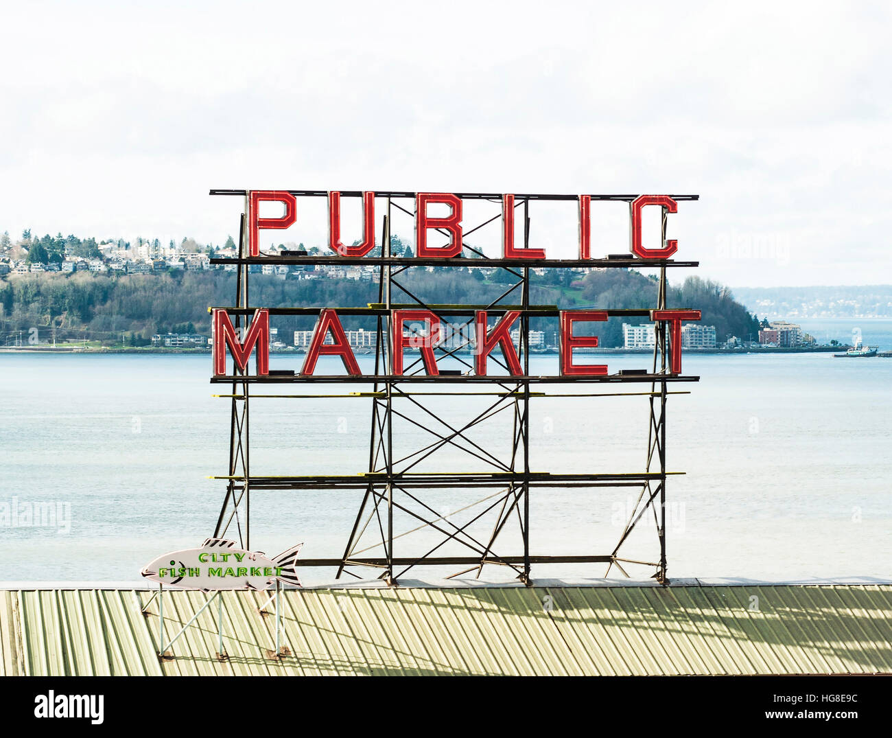 Il Pike Place pubblico segno di mercato Foto Stock