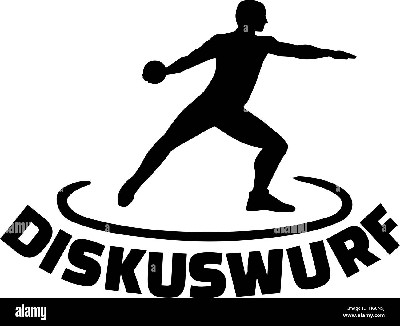 Atleta gettando discus con la parola tedesca Illustrazione Vettoriale