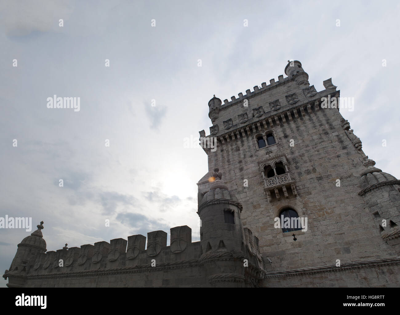 Portogallo: la Torre di Belém (Torre di St Vincent), una torre fortificata commissionata dal Re Giovanni II nella parrocchia civile di Santa Maria de Belém, Lisbona Foto Stock