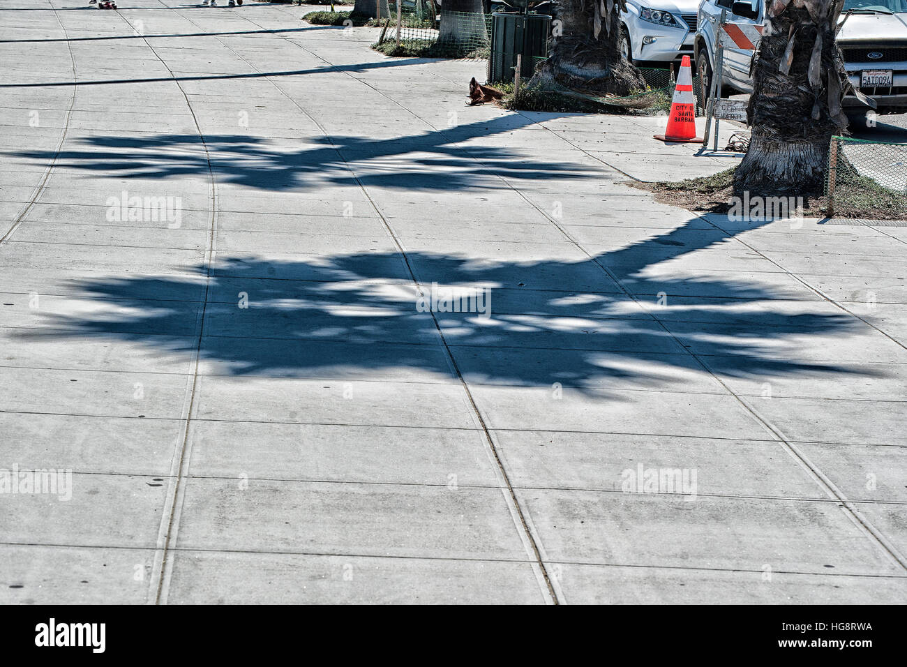 Ombra su asfalto di Santa Monica Foto Stock