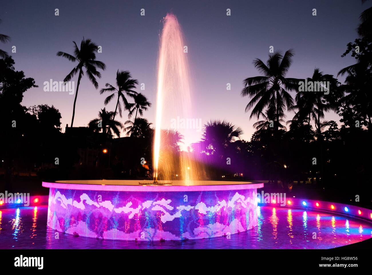 Fontana con effetti di luce Foto Stock