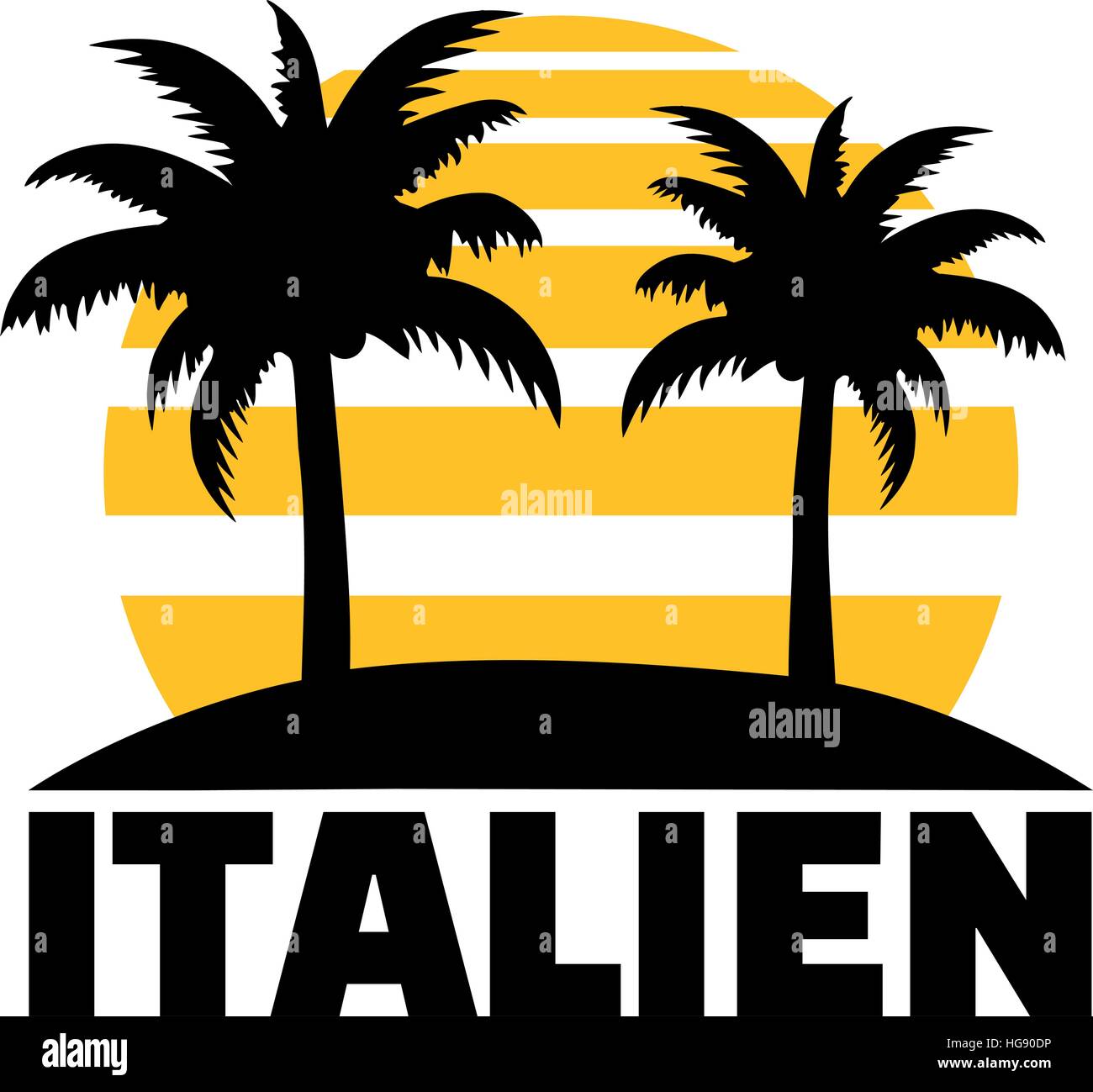 Italia con palm e sun. Il tedesco. Illustrazione Vettoriale