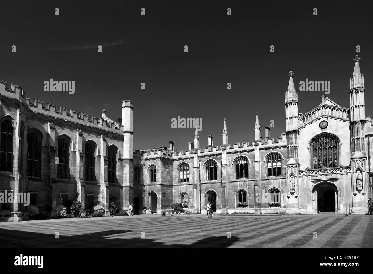 Una vista esterna del Corpus Christi College a University College di Cambridge City, Cambridgeshire, England, Regno Unito Foto Stock