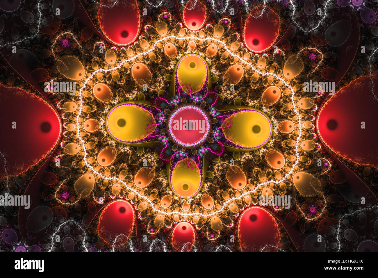 La perfezione in geometria. Fractals illustrazione universo,galassie,caos,creatività,sistema solare,fuochi d'artificio,esplosione spazio musica e arte concetto. Foto Stock