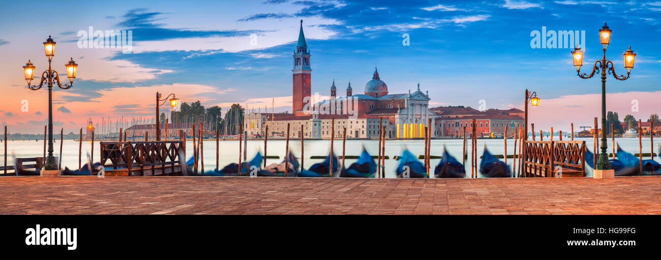 Il Panorama di Venezia. Panoramica di immagini di Venezia, Italia durante il sunrise. Foto Stock