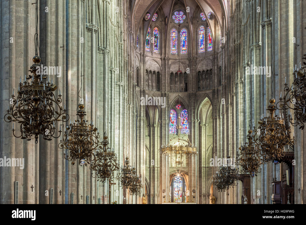 La cattedrale di Saint Etienne, Bourges, UNESCO, Cher, Francia Foto Stock