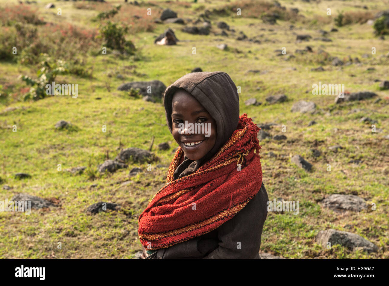 Batwa pigmeo di bambini nei pressi di Kisoro nel sud ovest dell Uganda. Foto Stock