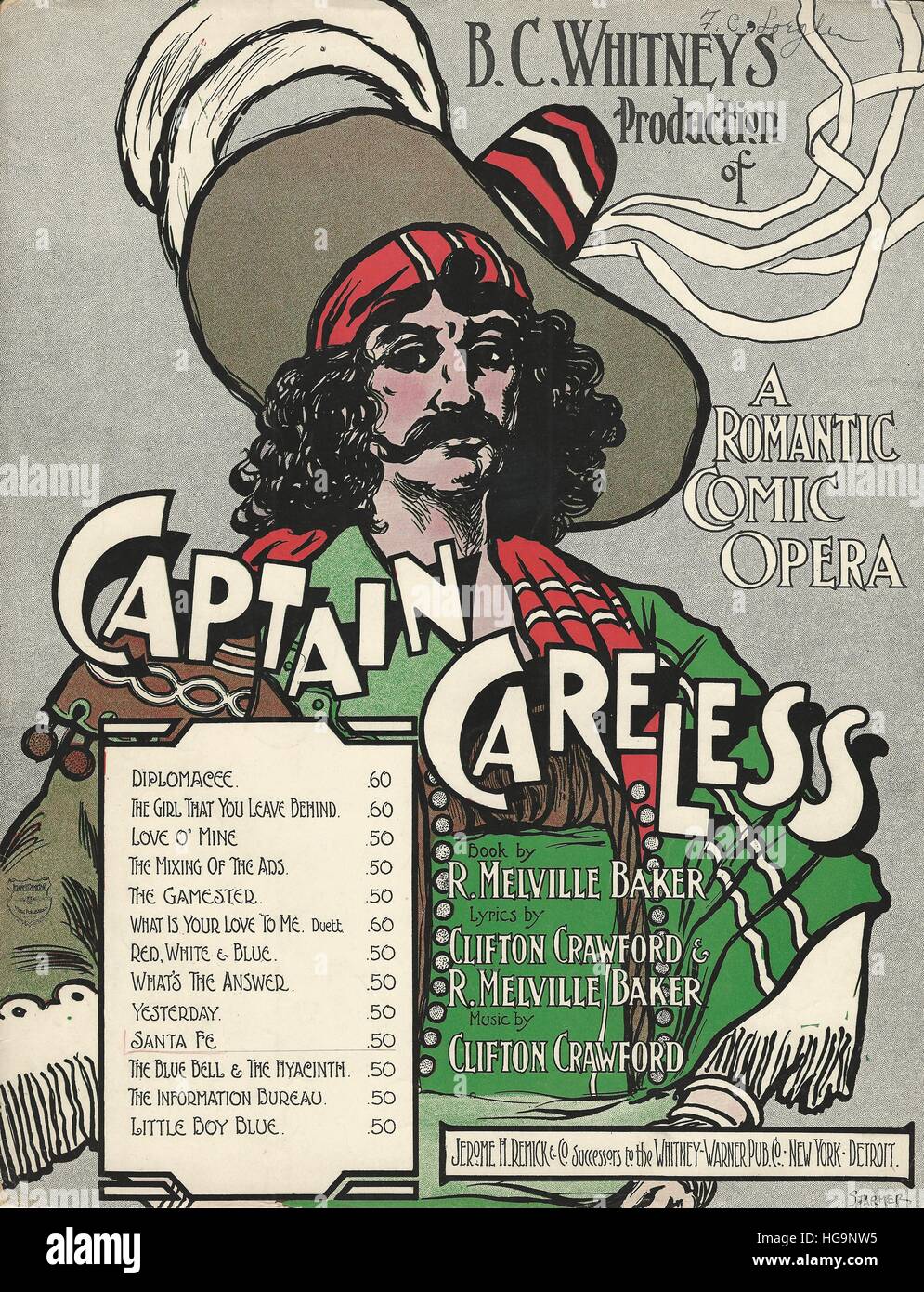 'Capitano' incurante 1906 Foglio musicale coperchio di musica Foto Stock