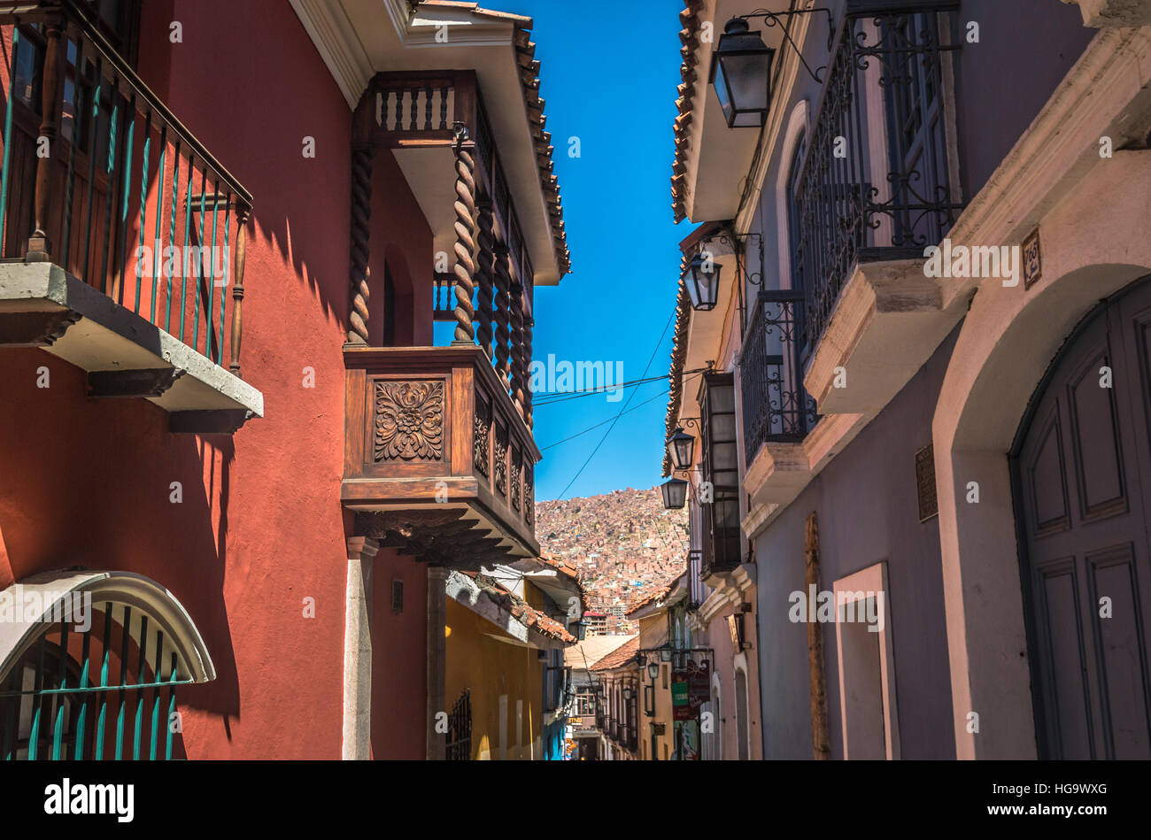 Vecchie strade di La Paz in Bolivia Foto Stock