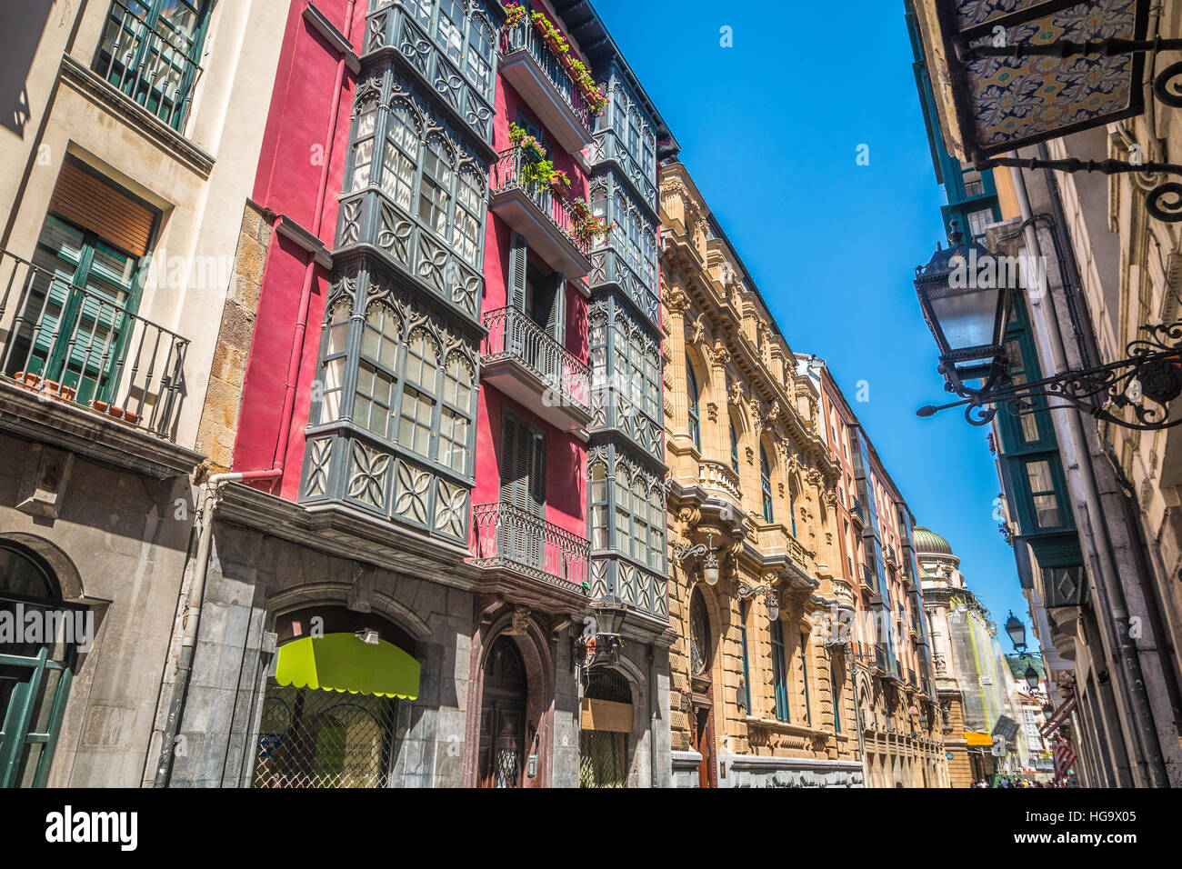 Vecchie strade di Bilbao in Spagna Foto Stock