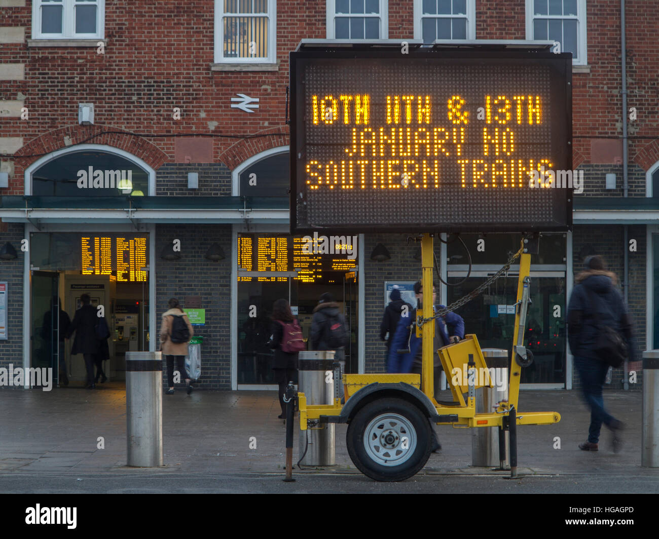 Sud sciopero dei treni Gennaio 2017 © Nick Moore/Alamy Live News Foto Stock
