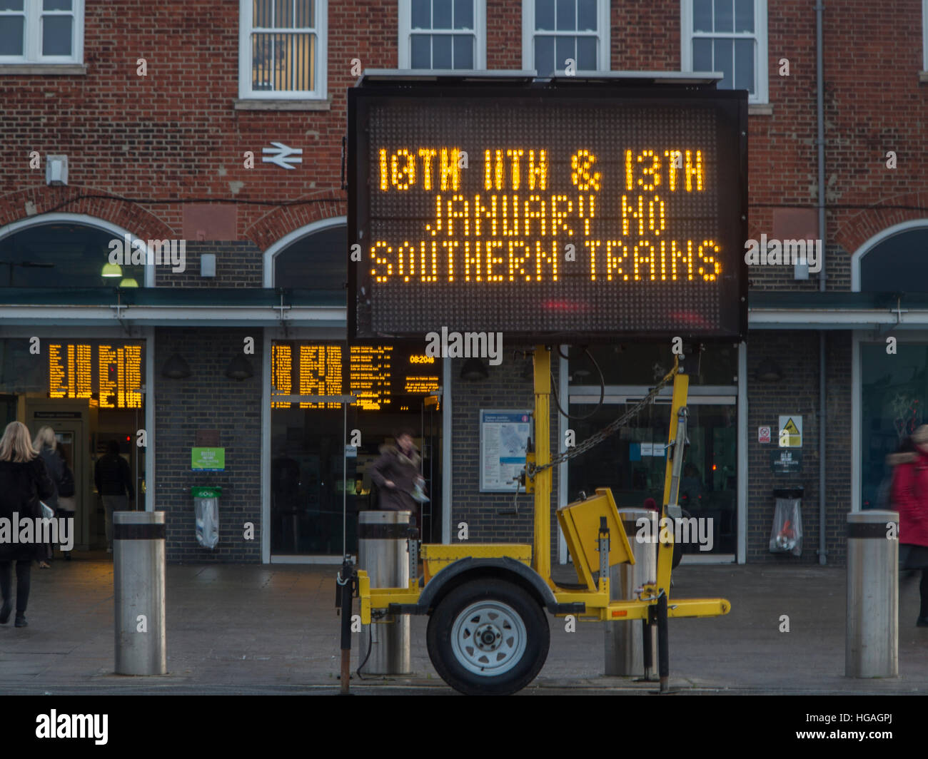 Sud sciopero dei treni Gennaio 2017 © Nick Moore/Alamy Live News Foto Stock