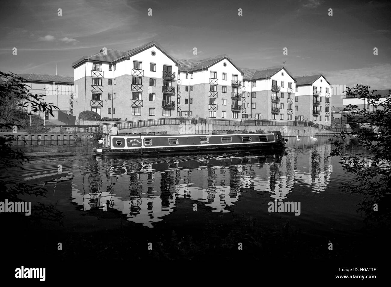 Molla, Aprile, Maggio, Narrowboat fiume Nene, Peterborough Embankment, Cambridgeshire, England Regno Unito Foto Stock
