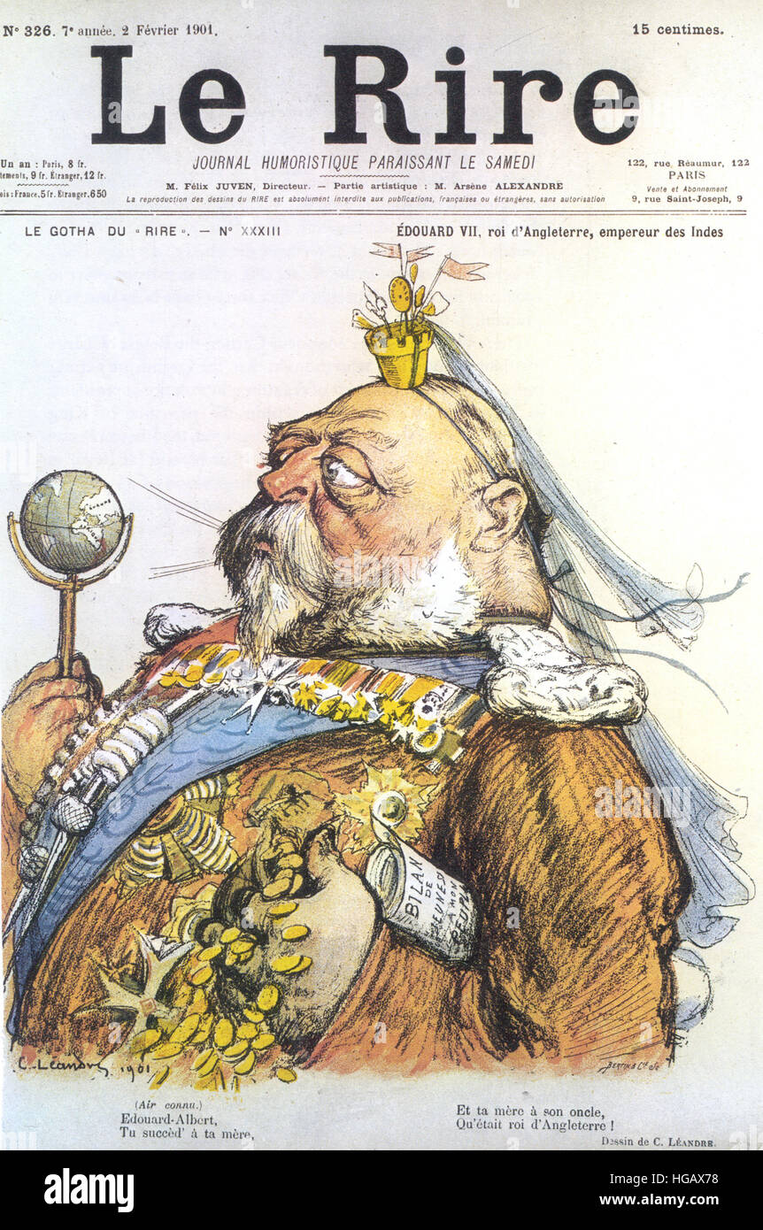 EDWARD VII (1841-1910) satirised sulla copertina di una rivista francese arrivando poco dopo al trono britannico nel gennaio 1901 Foto Stock