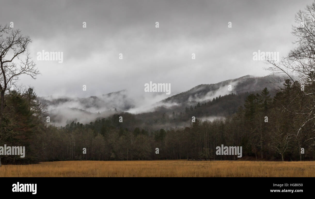 Inverno, Cataloochee Valley, Great Smoky Mountains National Park, North Carolina Foto Stock