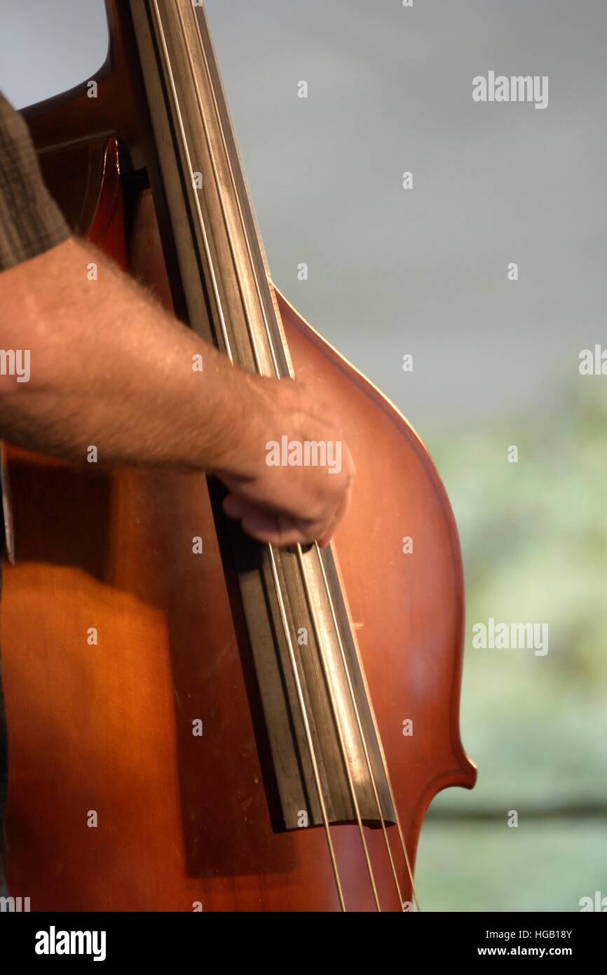 Montante Bass Player Foto Stock