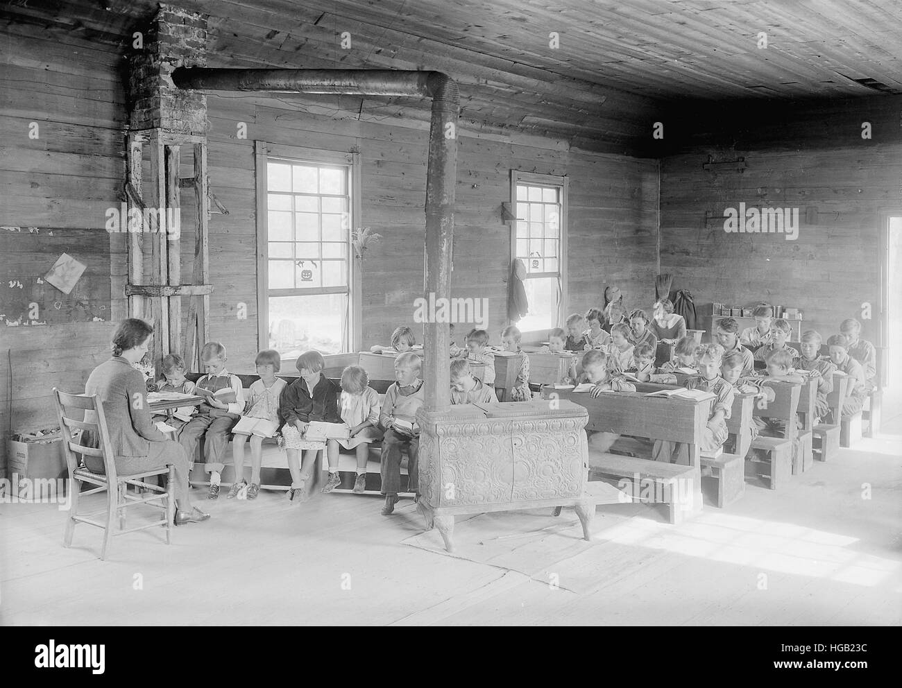 Vista interna di Oakdale Scuola vicino Loyston, Tennessee, 1933. Foto Stock