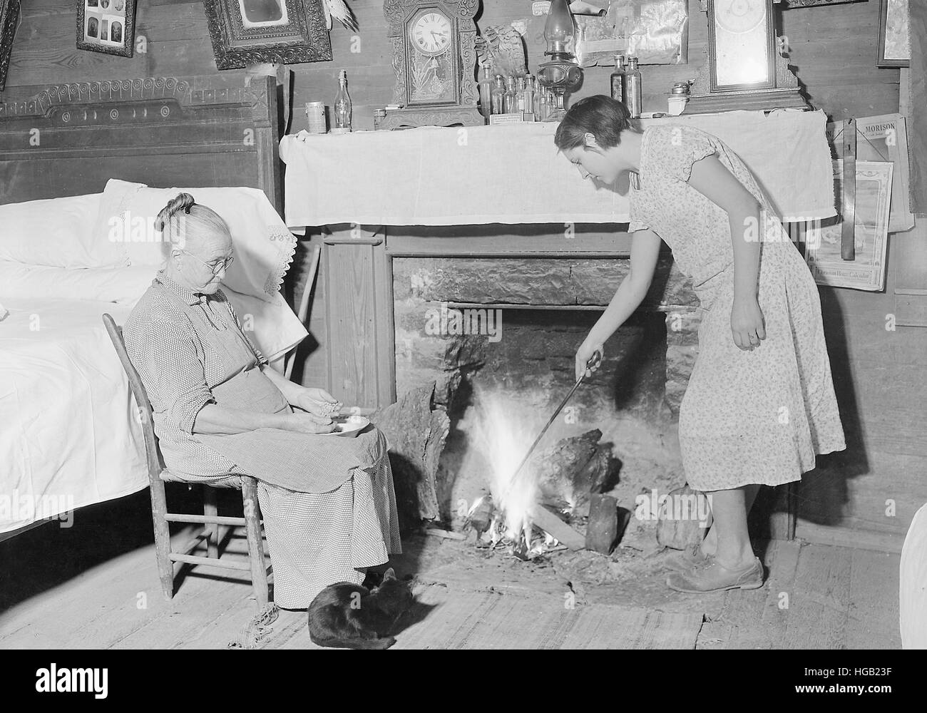 Interno della casa di un anziano donna, Tennessee, 1933. Foto Stock