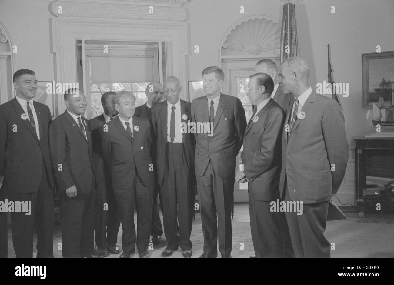 I diritti civili Leader incontrano con il Presidente John F. Kennedy all ufficio Ovale della Casa Bianca. Foto Stock