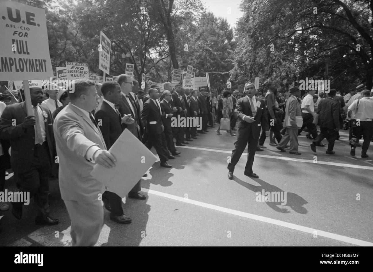 Agosto 28, 1963 - Martin Luther King con i leader a marzo su Washington. Foto Stock