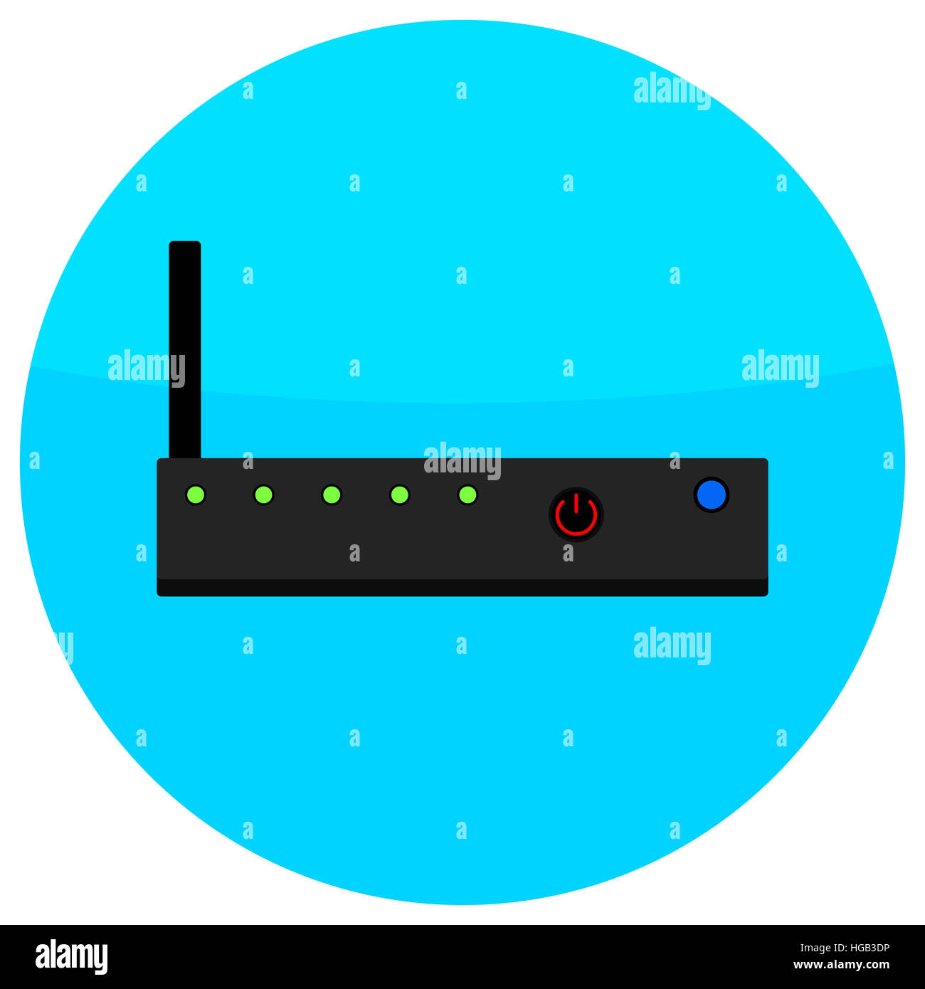 Icona piatta del router. Router di rete icona server, switch, vettore router wireless ethernet, illustrazione Foto Stock