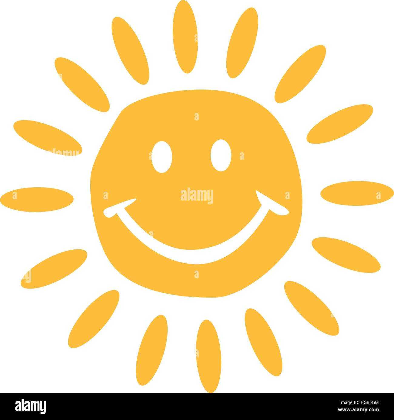 Carino sun con volto sorridente Illustrazione Vettoriale