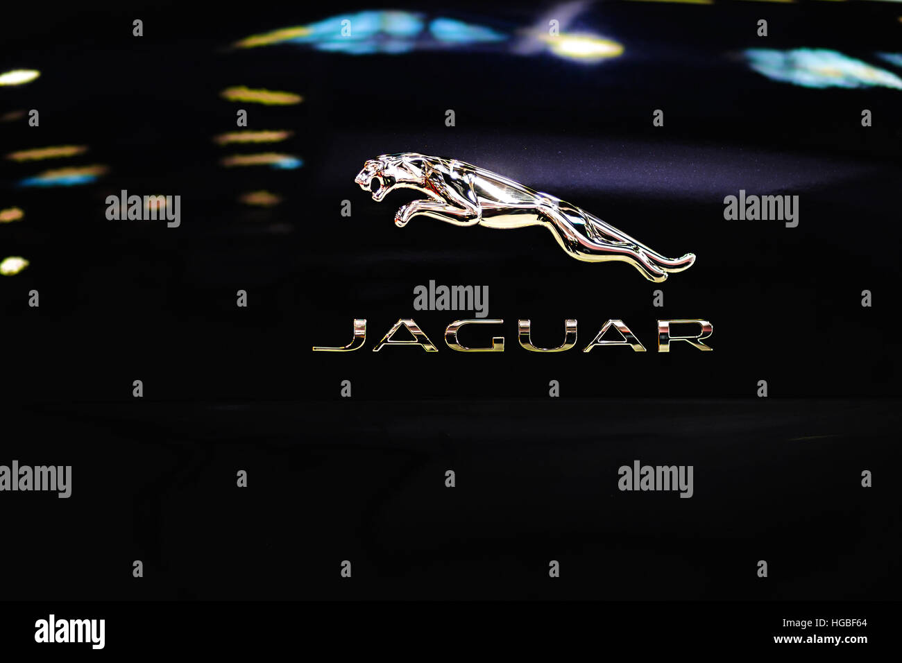 L'Italia, il Motor Show di Bologna 2016, Jaguar emblema auto simbolo closeup auto marchio logo Foto Stock