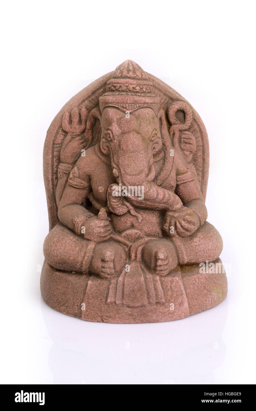 Arenaria Ganesha o signore di successo su sfondo bianco. Foto Stock