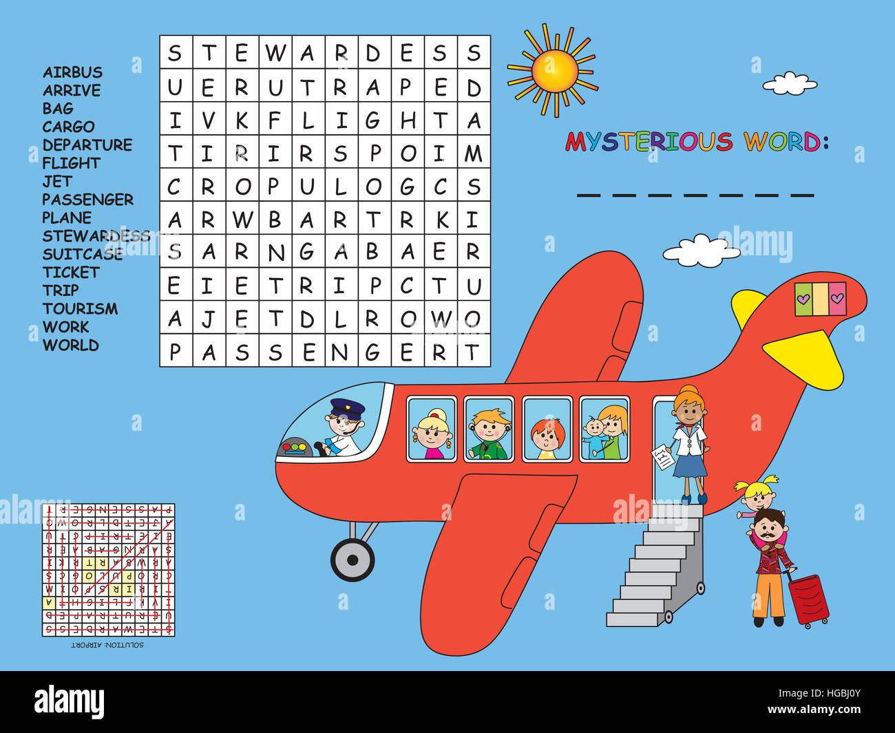 Gioco per bambini: facile cruciverba con la parola misteriosa Foto Stock
