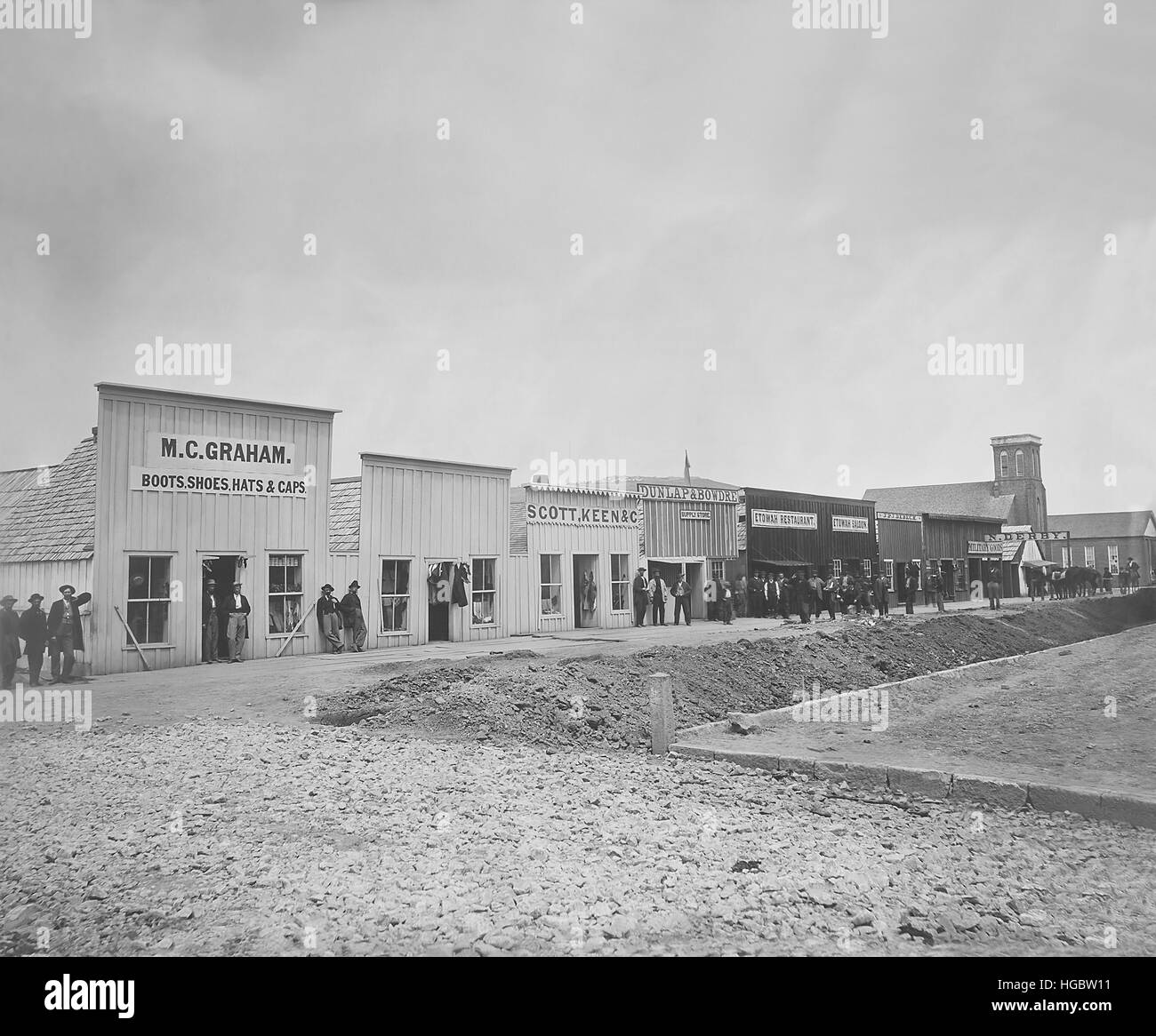 Sutler Row, Chattanooga, Tennessee, durante la Guerra Civile Americana. Foto Stock
